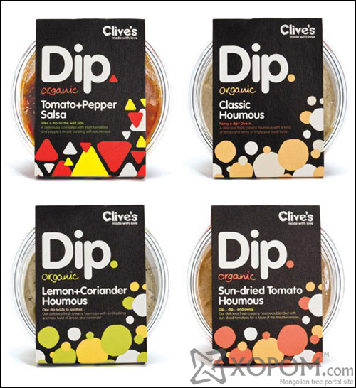 Clive’s Organic Dips package design